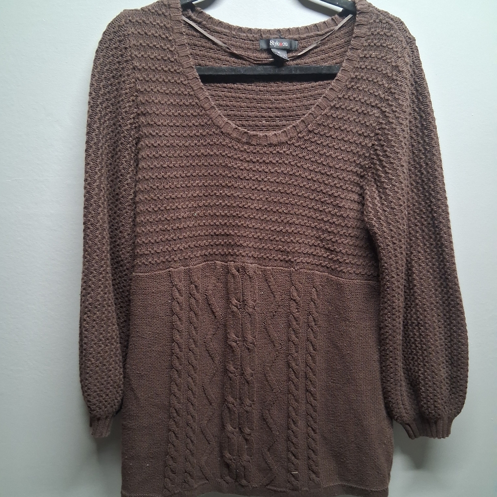 Style & Co. Brown Sweater Cable Knit Casual Womens Size XL Y2K used